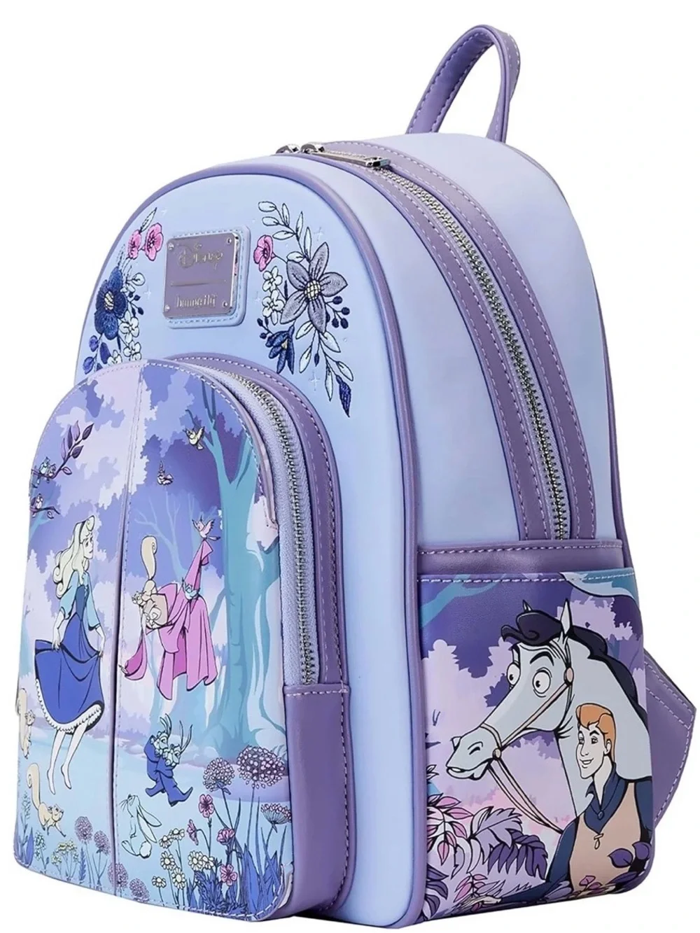 Disney Princess Lavender and Purple  Backpack with Floral Art
